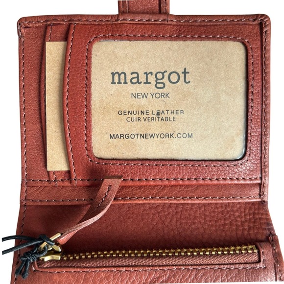 NWT Margot New York Lizzie SM Bifold Wallet Cognac Brown Leather 4.25"W x 3.75"H - Picture 5 of 12